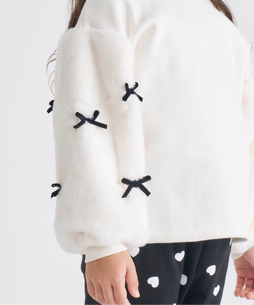 apres les cours(アプレレクール)の「【WEB限定】裏シャギーファーリボントレーナー_ジュニア対応(スウェット・キッズ・ラベンダー/ミント/アイボリー/グレー・80/90/100/110/120/130/140)」の7枚目の写真