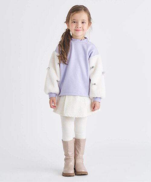 apres les cours(アプレレクール)の「【WEB限定】裏シャギーファーリボントレーナー_ジュニア対応(スウェット・キッズ・ラベンダー/ミント/アイボリー/グレー・80/90/100/110/120/130/140)」の8枚目の写真