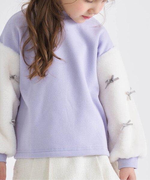 apres les cours(アプレレクール)の「【WEB限定】裏シャギーファーリボントレーナー_ジュニア対応(スウェット・キッズ・ラベンダー/ミント/アイボリー/グレー・80/90/100/110/120/130/140)」の10枚目の写真