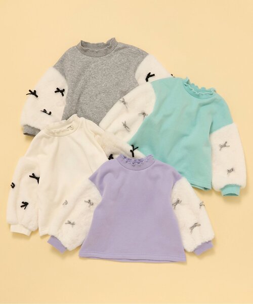 apres les cours(アプレレクール)の「【WEB限定】裏シャギーファーリボントレーナー_ジュニア対応(スウェット・キッズ・ラベンダー/ミント/アイボリー/グレー・80/90/100/110/120/130/140)」の13枚目の写真