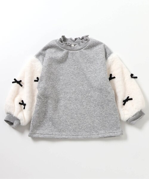 apres les cours(アプレレクール)の「【WEB限定】裏シャギーファーリボントレーナー_ジュニア対応(スウェット・キッズ・ラベンダー/ミント/アイボリー/グレー・80/90/100/110/120/130/140)」の14枚目の写真