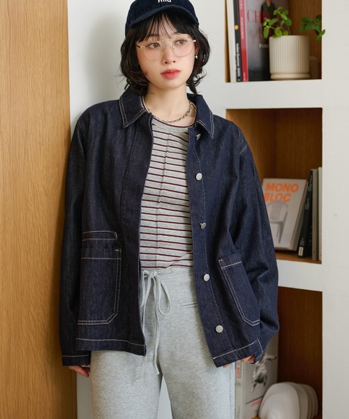 LAULEN(ローレン)の「stitch double pocket denim jacket /ステッチダブルポケットデニムジャケット(デニムジャケット・レディース・ネイビー・FREE)」の15枚目の写真
