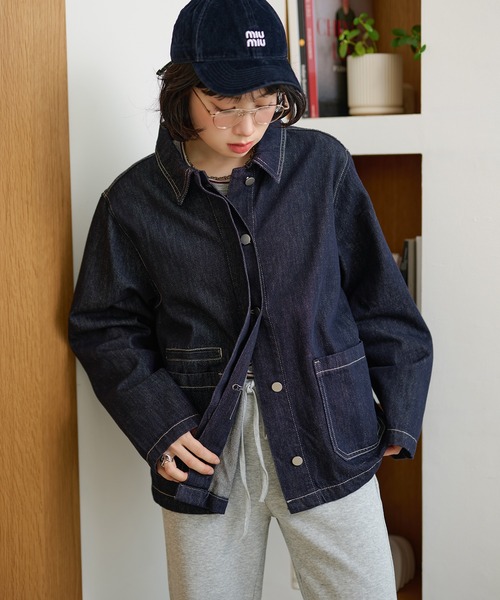 LAULEN(ローレン)の「stitch double pocket denim jacket /ステッチダブルポケットデニムジャケット(デニムジャケット・レディース・ネイビー・FREE)」の16枚目の写真