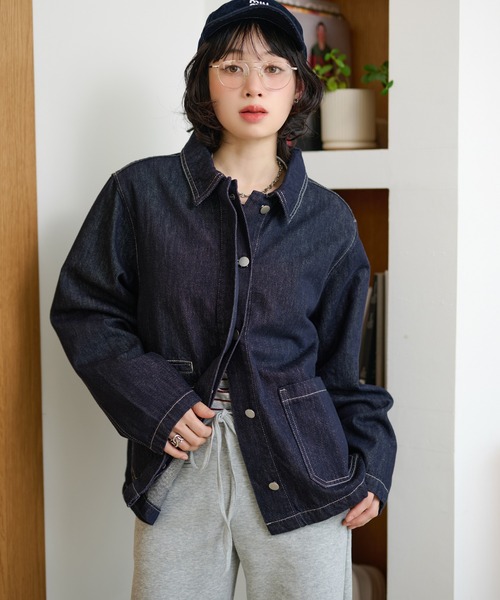 LAULEN(ローレン)の「stitch double pocket denim jacket /ステッチダブルポケットデニムジャケット(デニムジャケット・レディース・ネイビー・FREE)」の11枚目の写真