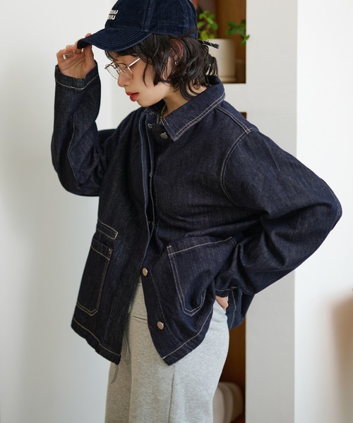 LAULEN(ローレン)の「stitch double pocket denim jacket /ステッチダブルポケットデニムジャケット(デニムジャケット・レディース・ネイビー・FREE)」の12枚目の写真