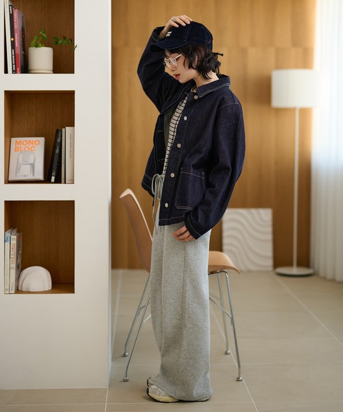 LAULEN(ローレン)の「stitch double pocket denim jacket /ステッチダブルポケットデニムジャケット(デニムジャケット・レディース・ネイビー・FREE)」の13枚目の写真