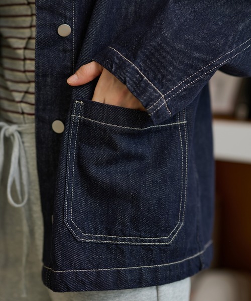 LAULEN(ローレン)の「stitch double pocket denim jacket /ステッチダブルポケットデニムジャケット(デニムジャケット・レディース・ネイビー・FREE)」の8枚目の写真