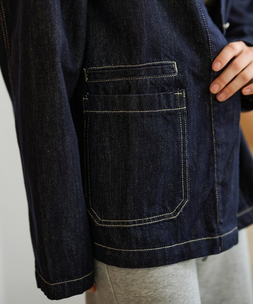 LAULEN(ローレン)の「stitch double pocket denim jacket /ステッチダブルポケットデニムジャケット(デニムジャケット・レディース・ネイビー・FREE)」の2枚目の写真