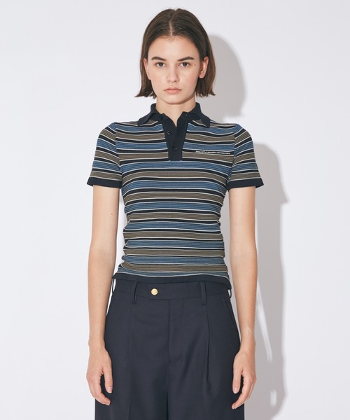 beautiful people（ビューティフルピープル）の「kids multi stripe   polo pullover（ニット/セーター・レディース・ブラック/ブラウン・SMALL）」の2枚目の写真