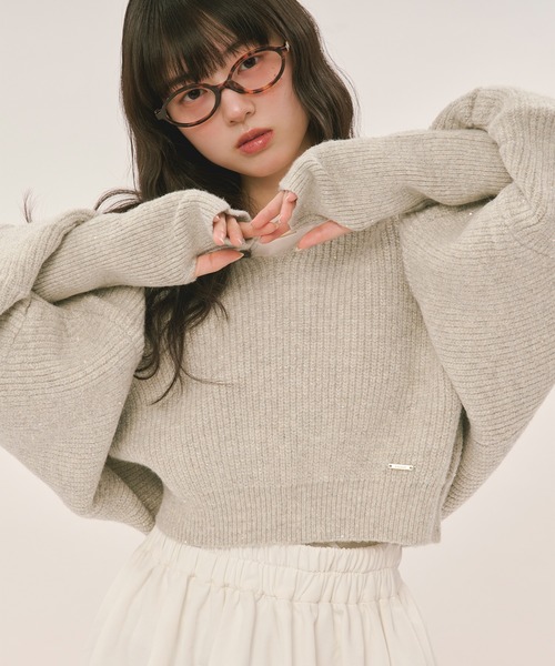 loin nuit（ロワンニュイ）の「sequin volume sleeve knit