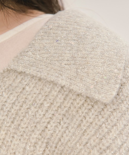 loin nuit（ロワンニュイ）の「sequin volume sleeve knit / スパンコールボリュームスリーブニット（ニット/セーター・レディース・アイボリー/チャコールグレー/ネイビー/テラコッタ・FREE）」の8枚目の写真
