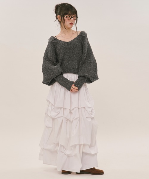 loin nuit（ロワンニュイ）の「sequin volume sleeve knit
