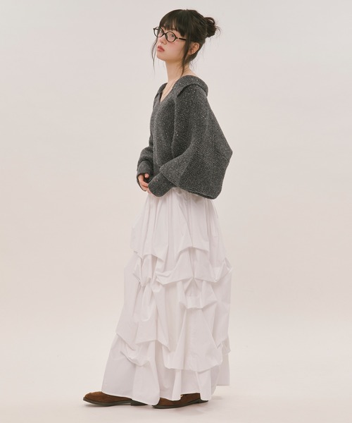 loin nuit（ロワンニュイ）の「sequin volume sleeve knit / スパンコールボリュームスリーブニット（ニット/セーター・レディース・アイボリー/チャコールグレー/ネイビー/テラコッタ・FREE）」の19枚目の写真