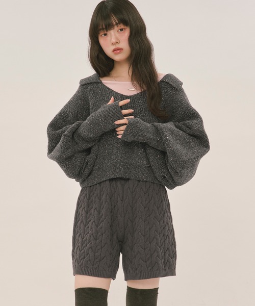 loin nuit（ロワンニュイ）の「sequin volume sleeve knit / スパンコールボリュームスリーブニット（ニット/セーター・レディース・アイボリー/チャコールグレー/ネイビー/テラコッタ・FREE）」の10枚目の写真