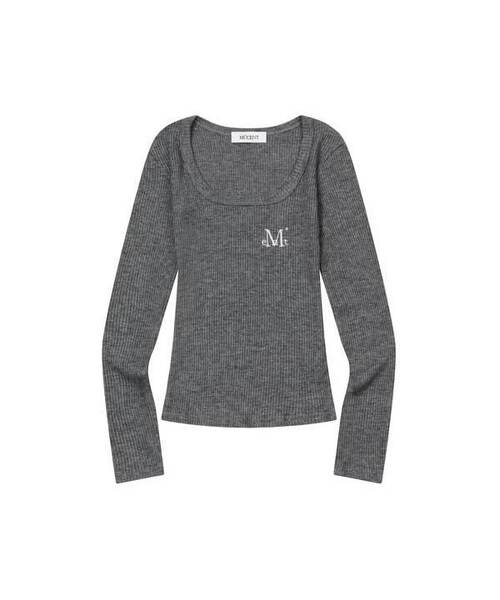 MUCENT（ムセント）の「エラ ユーネックリブ長袖Tシャツ (6カラー)（Tシャツ/カットソー・レディース・Beige/PINK/ブラック/グレー/ブラウン/アイボリー・FREE）」の3枚目の写真