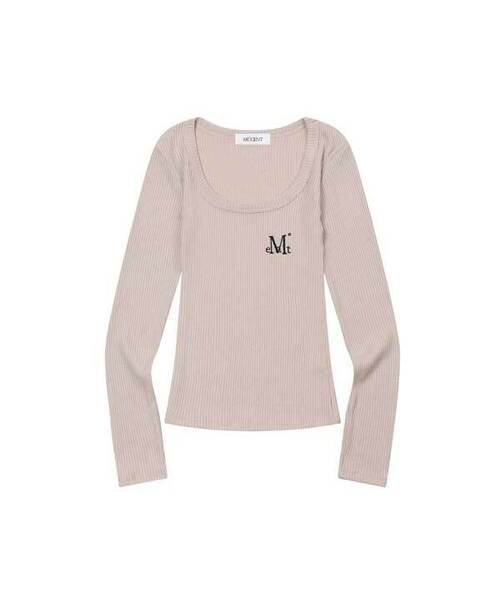 MUCENT（ムセント）の「エラ ユーネックリブ長袖Tシャツ (6カラー)（Tシャツ/カットソー・レディース・Beige/PINK/ブラック/グレー/ブラウン/アイボリー・FREE）」の5枚目の写真