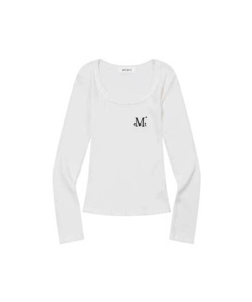 MUCENT（ムセント）の「エラ ユーネックリブ長袖Tシャツ (6カラー)（Tシャツ/カットソー・レディース・Beige/PINK/ブラック/グレー/ブラウン/アイボリー・FREE）」の2枚目の写真