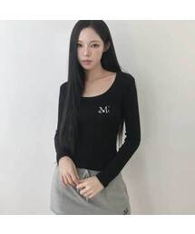 エラ ユーネックリブ長袖Tシャツ (6カラー)