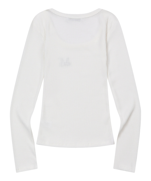 MUCENT（ムセント）の「エラ ユーネックリブ長袖Tシャツ (6カラー)（Tシャツ/カットソー・レディース・Beige/PINK/ブラック/グレー/ブラウン/アイボリー・FREE）」の16枚目の写真