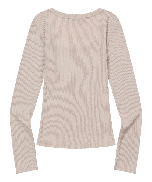MUCENT（ムセント）の「エラ ユーネックリブ長袖Tシャツ (6カラー)（Tシャツ/カットソー・レディース・Beige/PINK/ブラック/グレー/ブラウン/アイボリー・FREE）」の20枚目の写真