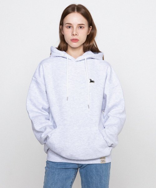 GRAVER（グレーバー）の「[UNISEX]イエローブーツパフィー刺繍フードティー_メランジホワイト（パーカー・レディース・ホワイト・SMALL/MEDIUM/LARGE/X-LARGE）」の2枚目の写真