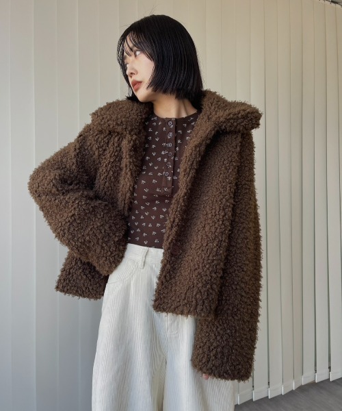 AMAIL(アマイル)の「Fuzzy Jacket(その他アウター・レディース・ベージュ/ブラウン・FREE)」の1枚目の写真