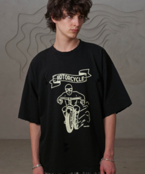 TENER(テネル)の「モーターサイクル救済T(ブラック)(Tシャツ/カットソー・メンズ・その他・FREE)」の1枚目の写真