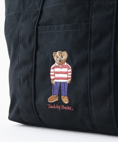 JEANS MATE(ジーンズメイト)の「【TEDDY BEAR】【人気テディベア刺繍】キャンバス ミニトートバッグ 仕切り付 レトロ可愛い ランチトート ミニバッグ(トートバッグ・レディース・ブラック/ネイビー・FREE)」の4枚目の写真