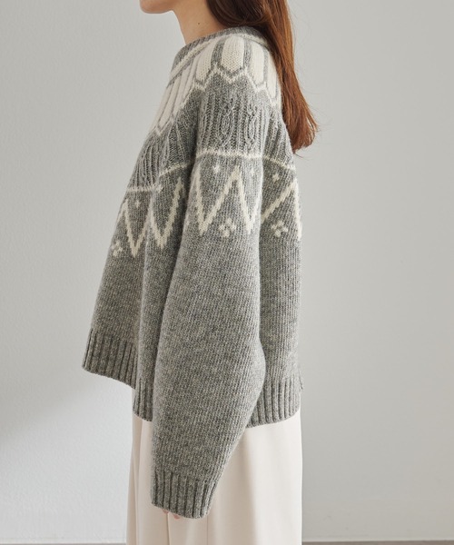 PUAL CE CIN(ピュアルセシン)の「シェットランドウール求心ニットプルオーバー(ニット/セーター・レディース・ブラック/グレー・FREE)」の13枚目の写真