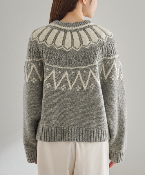 PUAL CE CIN(ピュアルセシン)の「シェットランドウール求心ニットプルオーバー(ニット/セーター・レディース・ブラック/グレー・FREE)」の14枚目の写真