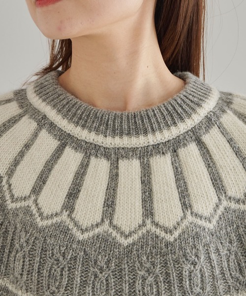 PUAL CE CIN(ピュアルセシン)の「シェットランドウール求心ニットプルオーバー(ニット/セーター・レディース・ブラック/グレー・FREE)」の15枚目の写真