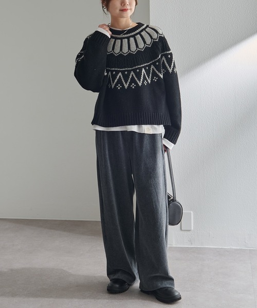 PUAL CE CIN(ピュアルセシン)の「シェットランドウール求心ニットプルオーバー(ニット/セーター・レディース・ブラック/グレー・FREE)」の21枚目の写真