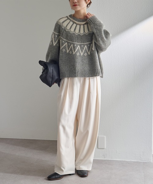 PUAL CE CIN(ピュアルセシン)の「シェットランドウール求心ニットプルオーバー(ニット/セーター・レディース・ブラック/グレー・FREE)」の6枚目の写真