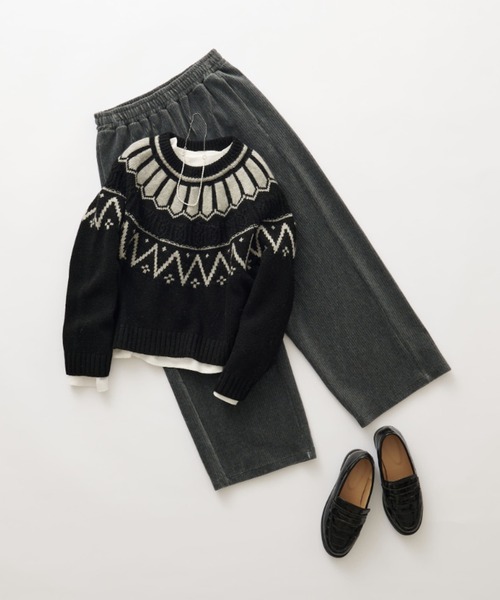 シェットランドウール求心ニットプルオーバー（ニット/セーター