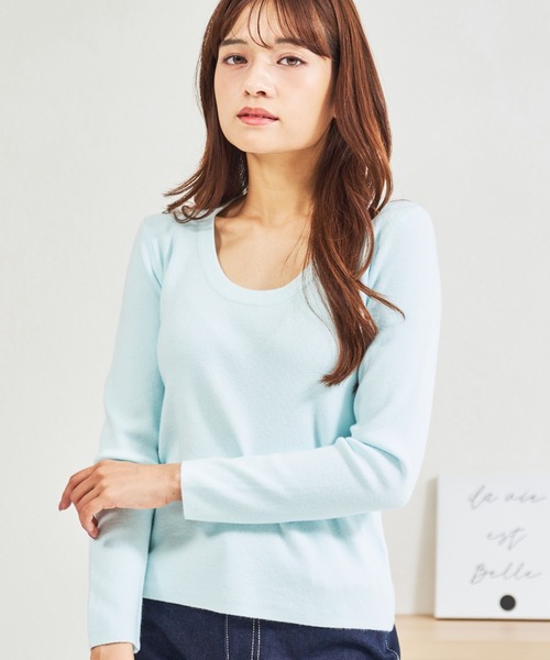 MISCH MASCH(ミッシュマッシュ)の「ZOZO限定 クルーネックカラーニット(ニット/セーター・レディース・ブルー/ブラック/ベージュ/イエロー・フリ-)」の4枚目の写真