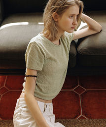Feather half sleeve knit (olive)