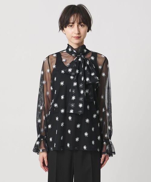 チュールフラワー ボウタイブラウス ‐ウォッシャブル‐（シャツ