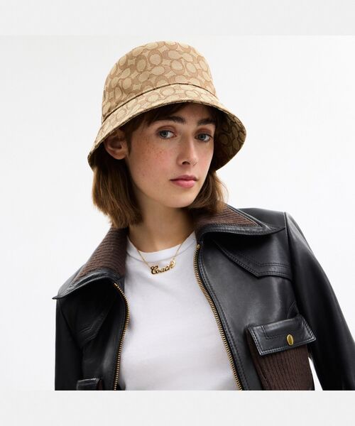 COACH（コーチ）の「シグネチャー ジャカード バケット ハット（ハット・レディース・ベージュ系その他・(M/L)/XS/S）」の3枚目の写真