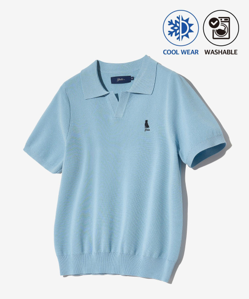 YALE(イェール)の「ウィメンズコンフォートクールスリットネックポロニットライトブルー(Tシャツ/カットソー・レディース・その他・SMALL/MEDIUM/LARGE)」の2枚目の写真