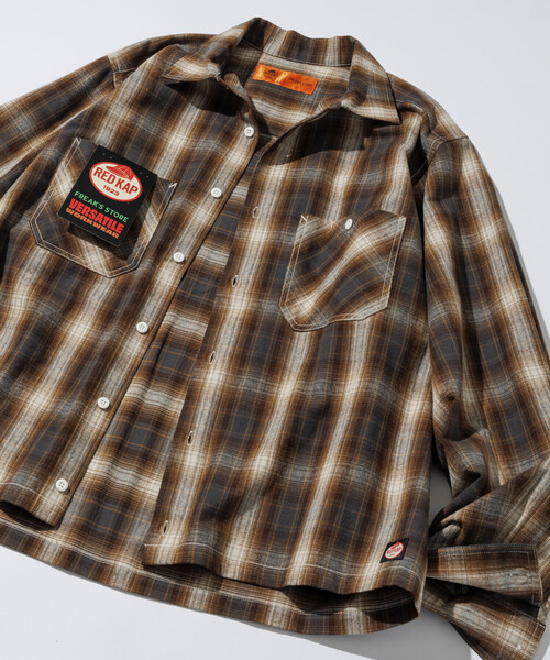 RED KAP（レッドキャップ）の「RED KAP/レッドキャップ 別注 フランネル クロップド ロングスリーブ ワークチェックシャツ（シャツ/ブラウス・メンズ・ブラウン/ブラック/マスタード・LARGE/MEDIUM）」の2枚目の写真