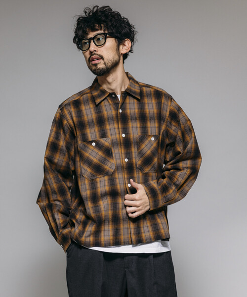 RED KAP（レッドキャップ）の「RED KAP/レッドキャップ 別注 フランネル クロップド ロングスリーブ ワークチェックシャツ（シャツ/ブラウス・メンズ・ブラウン/ブラック/マスタード・LARGE/MEDIUM）」の5枚目の写真