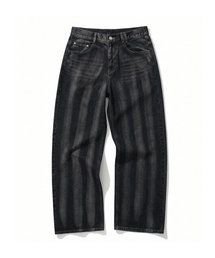 Stripe Bleach Wide Jeans DCPT049BlackB