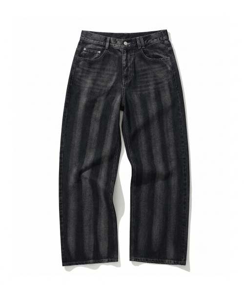 DECET(デケト)の「Stripe Bleach Wide Jeans DCPT049BlackB(デニムパンツ・レディース・その他・26/28/30/32/34)」の1枚目の写真