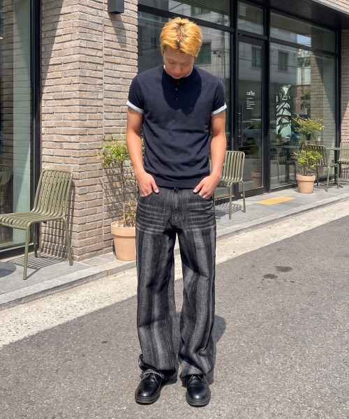 DECET(デケト)の「Stripe Bleach Wide Jeans DCPT049BlackB(デニムパンツ・レディース・その他・26/28/30/32/34)」の8枚目の写真