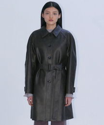 OVERFIT SINGLE LEATHER COAT - BROWN