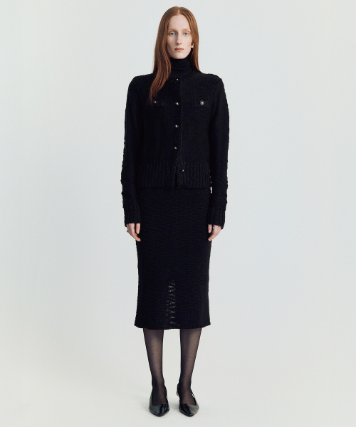 MAYVERU(メイバーユー)の「Shawble tweed knitwear _ Black(カーディガン/ボレロ・レディース・その他・FREE)」の2枚目の写真