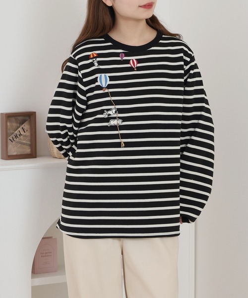 Quelle Chance(ケルシャンス)の「配色ステッチポケット刺繍ワンピース(Tシャツ/カットソー・レディース・キナリ/ブラック/チャコールグレー・M/L)」の12枚目の写真