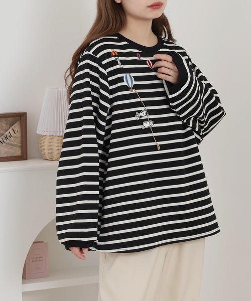 Quelle Chance(ケルシャンス)の「配色ステッチポケット刺繍ワンピース(Tシャツ/カットソー・レディース・キナリ/ブラック/チャコールグレー・M/L)」の13枚目の写真