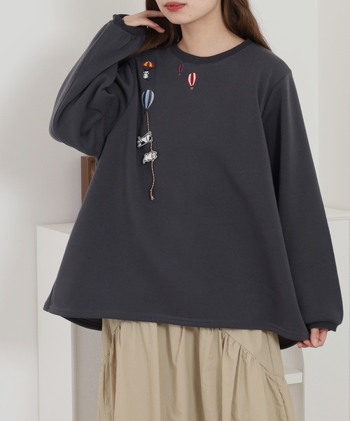 Quelle Chance(ケルシャンス)の「配色ステッチポケット刺繍ワンピース(Tシャツ/カットソー・レディース・キナリ/ブラック/チャコールグレー・M/L)」の17枚目の写真
