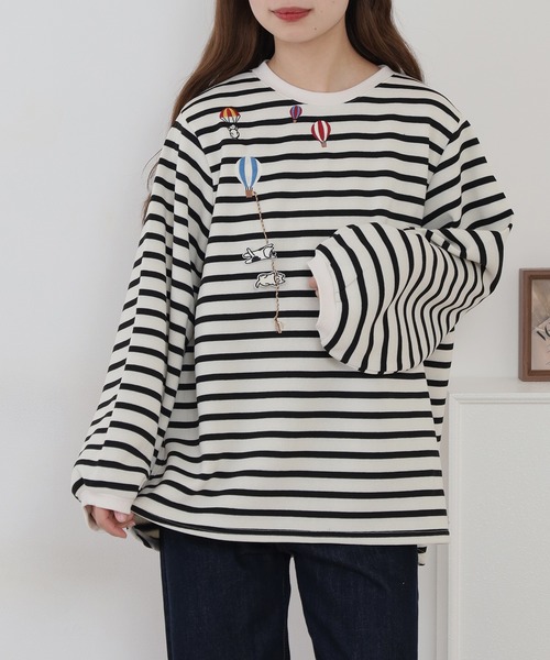 Quelle Chance(ケルシャンス)の「配色ステッチポケット刺繍ワンピース(Tシャツ/カットソー・レディース・キナリ/ブラック/チャコールグレー・M/L)」の4枚目の写真